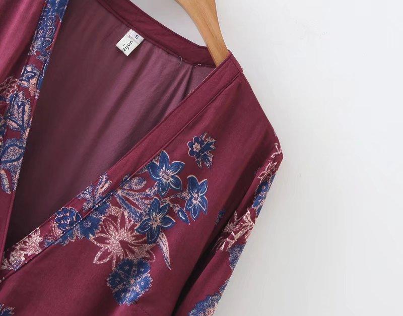 Floral Printing V-neck Spring And Summer Dress