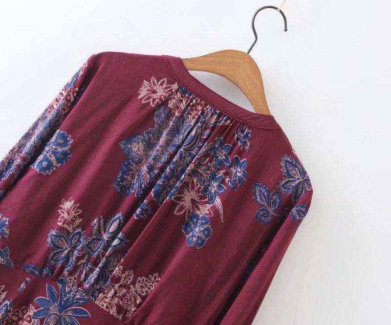 Floral Printing V-neck Spring And Summer Dress