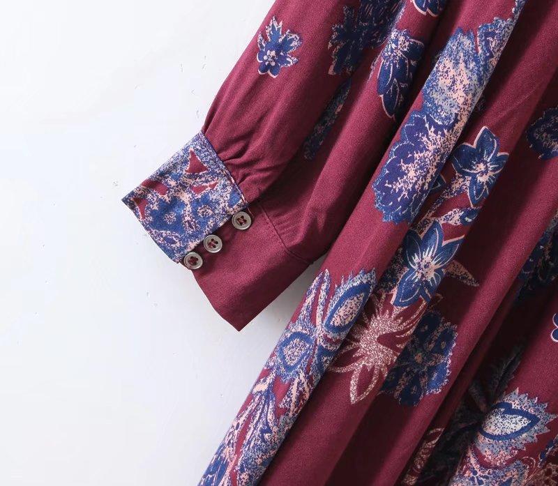 Floral Printing V-neck Spring And Summer Dress