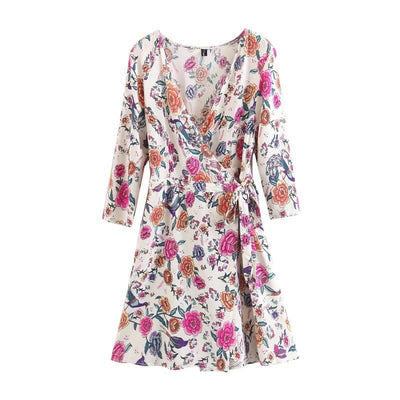 Spring Summer Floral Printing V-neck Tops