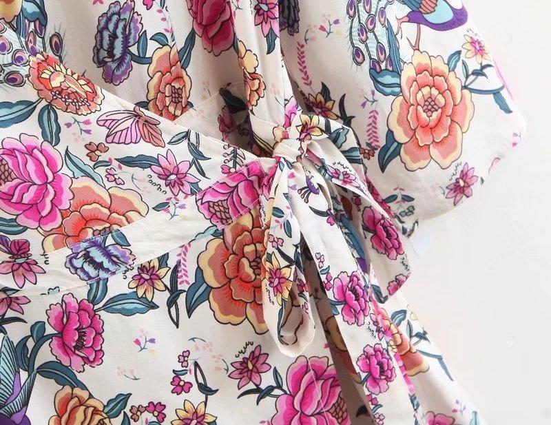 Spring Summer Floral Printing V-neck Tops