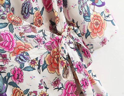 Spring Summer Floral Printing V-neck Tops