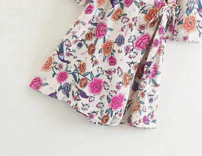 Spring Summer Floral Printing V-neck Tops