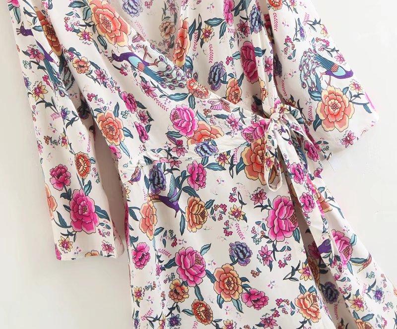 Spring Summer Floral Printing V-neck Tops