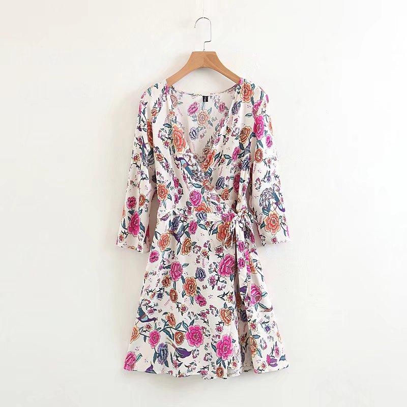 Spring Summer Floral Printing V-neck Tops