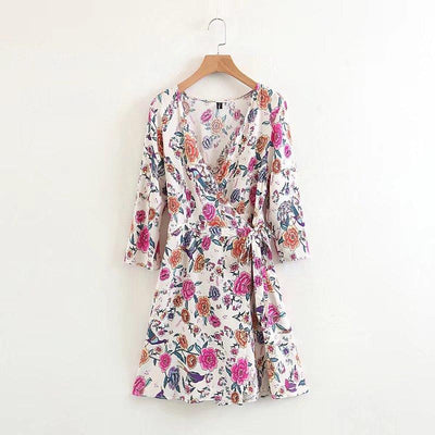 Spring Summer Floral Printing V-neck Tops