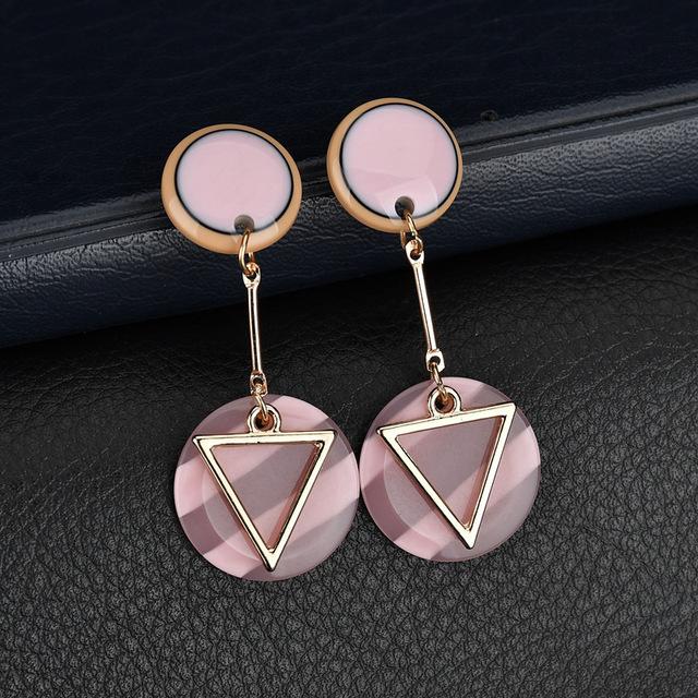 Acrylic Geometric Round And Tassel Triangle Earrings